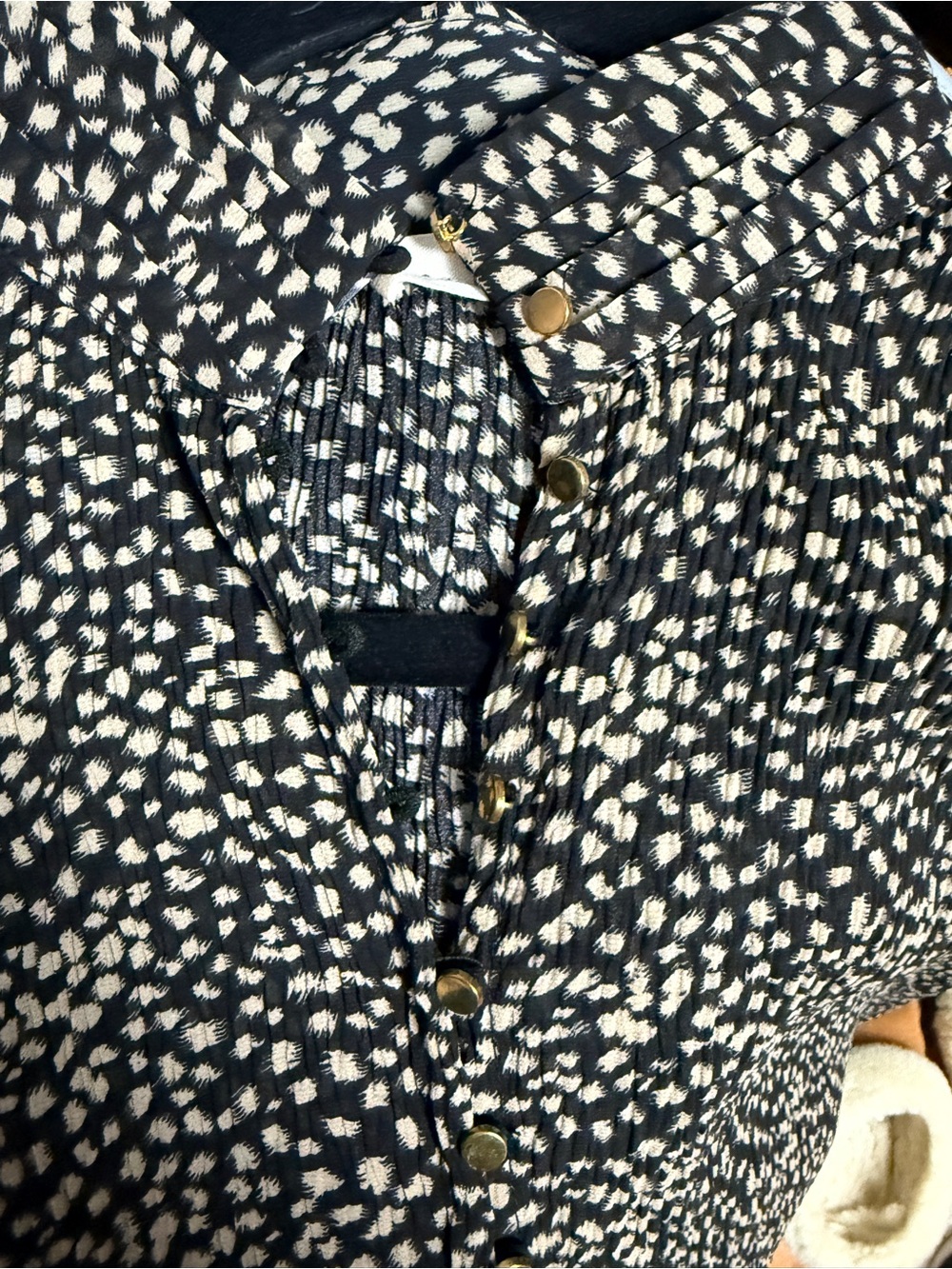 By Together Black Blouse with Tan Dot Print - Picture 5 of 7